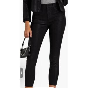 L'AGENCE Margot black cropped glittered high-rise skinny jeans $290 size 26